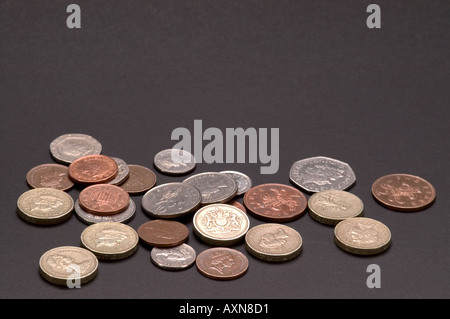 coins pounds pocket money spend pay UK GB England English currency Stock Photo