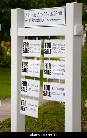 Signs showing several homes for sale Stock Photo