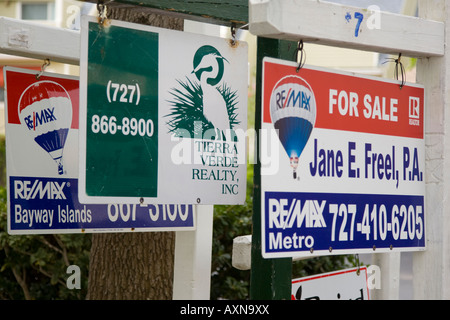 Signs showing several homes for sale Stock Photo