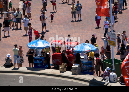 Street vendors selling drinks on a hot day in Sydney as people celebrate Australia Day 26 January 2008, NSW,Australia Stock Photo