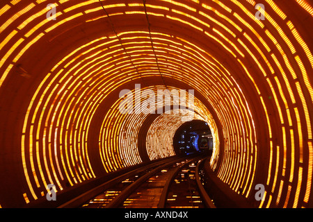 Strangely named Bund Sightseeing Tunnel connects the Bund with the Pudong Financial centre under the Huangpu River in Shanghai Stock Photo