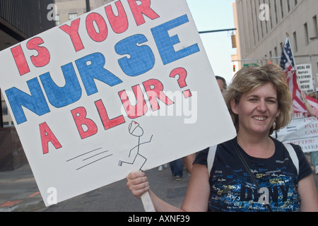 Striking Nurses March in Detroit Labor Day Parade Stock Photo