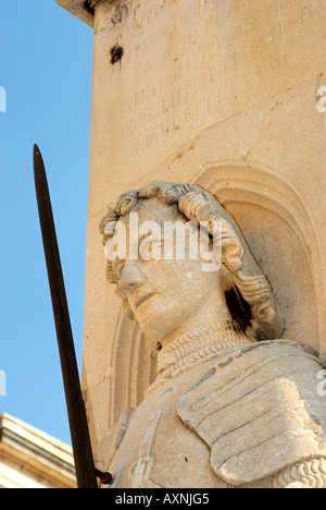 Statue of Roland on Orlandos Column in Dubrovnik Dalmatia Croatia Stock Photo