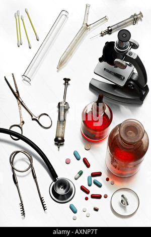 various medical and laboratory items Stock Photo