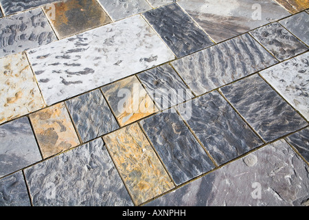 Ripple marks in stone floor tiles outdoors Wales UK Stock Photo