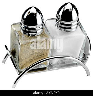 SALT AND PEPPER CRUET SET CUT OUT Stock Photo