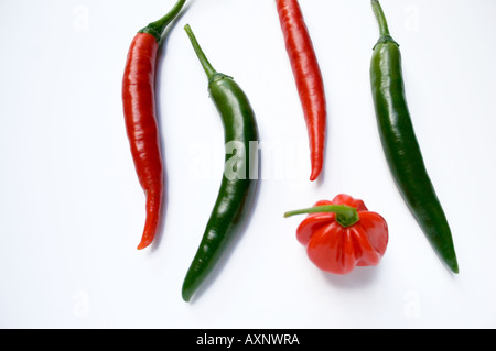 Chilli peppers red and green Stock Photo