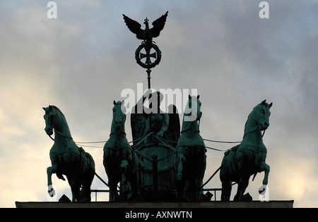 Detail of the Quadriga on top of Brandenburg Gate in Berlin, Germany. Stock Photo