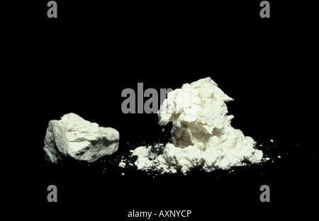 Calcium oxide quicklime before and after water is added Stock Photo