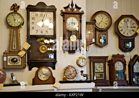 Wall clocks displayed. Stock Photo