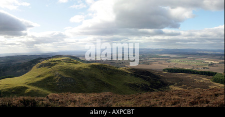 MACBETH,S VIEW FROM THE CASTLE ON DUNSINANE HILL TOWARDS BIRNAM FOREST,PERTHSHIRE,SCOTLAND,UK Stock Photo