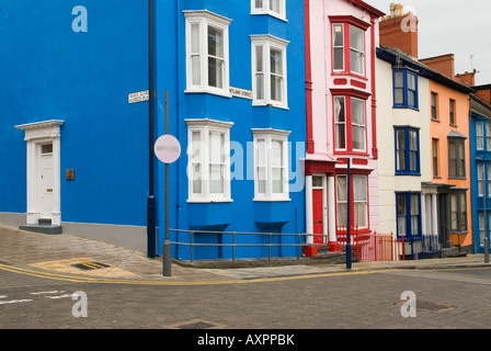 Painted exterior houses Victorian terrace house Aberystwyth west Wales UK Stock Photo