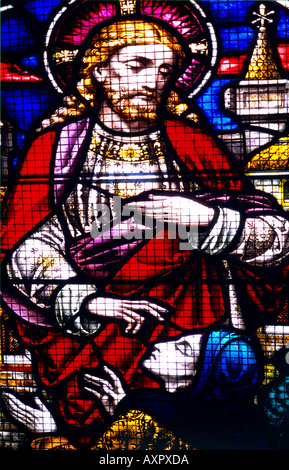 Christ Stained Glass Window St Martin Of Tours Stock Photo