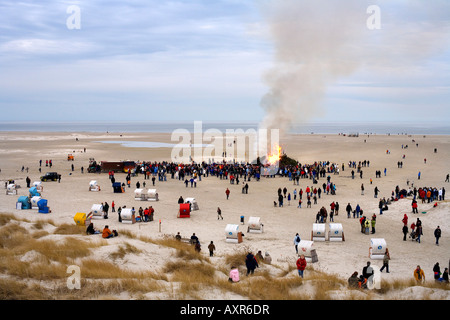 Easter fire, Amrum, North Frisia, Schleswig-Holstein, Germany Stock Photo