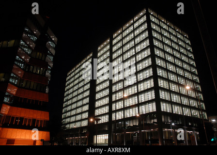 Colmore Plaza Birmingham . A new office block development pictured at night, empty, with all of its lights blazing. Stock Photo