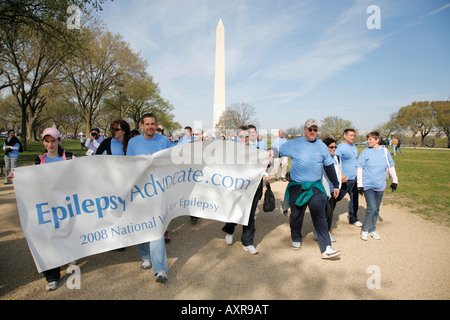 Epilepsy walk demonstration, Washington Monument, Washington DC, USA Stock Photo