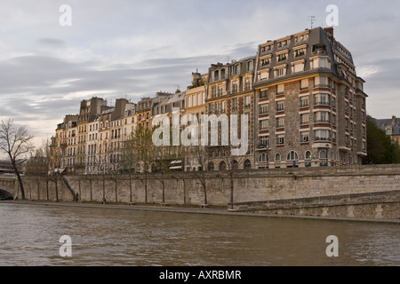 Buildings on the right bank of the Seine River in Paris, France, Europe Stock Photo