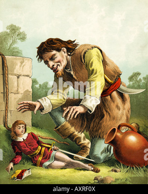 Victorian 1860s Coloured Colored Print from Gulliver's Travels Book published by Nelson & Sons FOR ONLY EDITORIAL USE Stock Photo