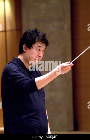 Conductor Shuntaro Sato and the Kyoto Philharmonic Chamber Orchestra in rehearsal Kyoto Japan November 2005 Stock Photo