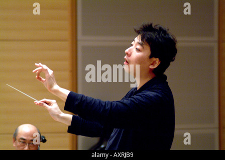 Conductor Shuntaro Sato and the Kyoto Philharmonic Chamber Orchestra in rehearsal Kyoto Japan November 2005 Stock Photo