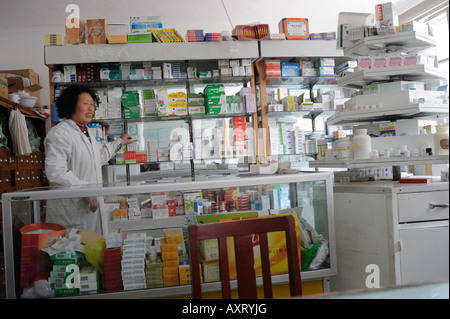 Pharmacy of a state-owned hospital in a town, Hebei province, China. 27-Mar-2008 Stock Photo