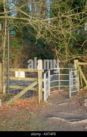 Typical english country swing gate in a country path Stock Photo