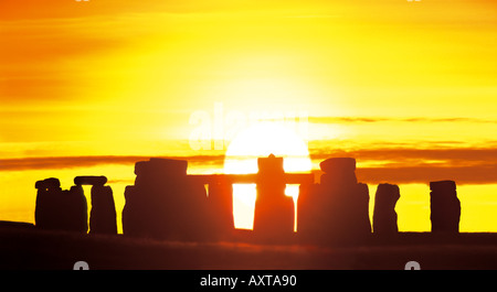 Stonehenge Winter Solstice Sunset Stock Photo