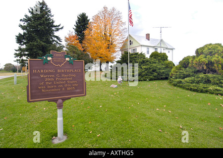 Warren G Harding birthplace 29th President of the United States near Blooming Grove Ohio OH Stock Photo