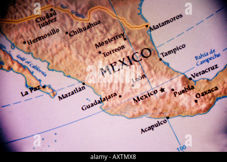 Current map showing the country of Mexico in North America Stock Photo ...