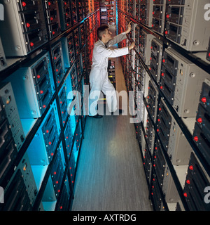 Mass production in duplication laboratory of movie films on to VHS video tape for distribution in retail market Stock Photo