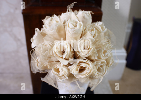 White fabric artificial flowers (alt.) Stock Photo