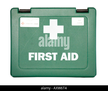 green first aid kit box healthcare health doctor medicine Stock Photo