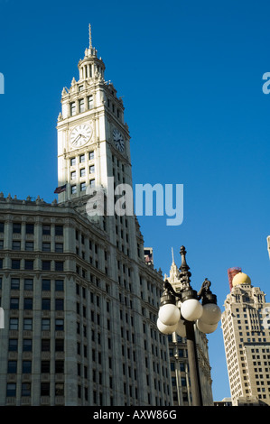 Wrigley Building on left hand side, Chicago, Illinois, USA Stock Photo