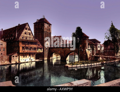 Hangman Bridge, Nuremberg, Bavaria, Germany Stock Photo