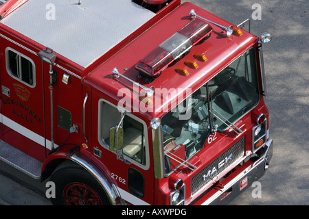 Fire engine 2762 of the Menomonee Falls Fire Department Wisconsin viewed from a high angle Stock Photo