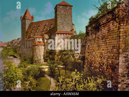Nuremberg castle exterior view castle wall fortress and Middle Ages tower Stock Photo