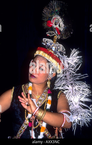 elaborate costume for Lai Haroba,the  Traditional classical dance of Manipur, North East India Stock Photo