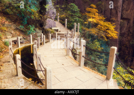 Footpath, White Cloud scenic area, Huang Shan (Yellow Mountain), UNESCO World Heritage Site, Anhui Province, China, Asia Stock Photo