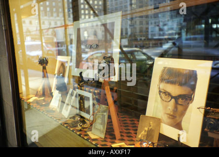 An opticians window display New York City USA Stock Photo