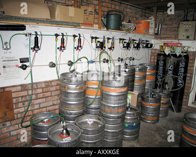 Beer cellar equipment installation in bar public house Stock Photo