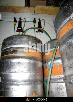 Beer cellar equipment installation in bar public house Stock Photo