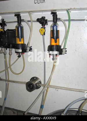 Beer cellar equipment installation in bar public house Stock Photo