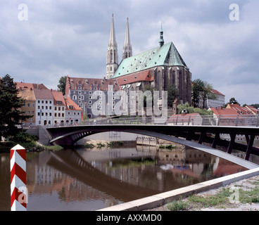 Görlitz, Altstadtbrücke, Waidhaus und Peterskirche, Südost-Ansicht Stock Photo