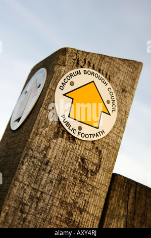 wooden signpost showing footpath Stock Photo