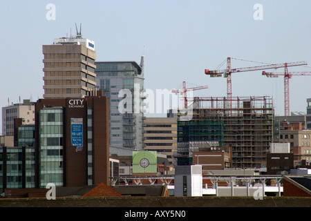 Leeds skyline from Dewsbury Road City Exchange clearly visible Stock Photo