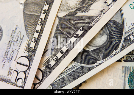 US currency, 50 and 20 dollar bills Stock Photo