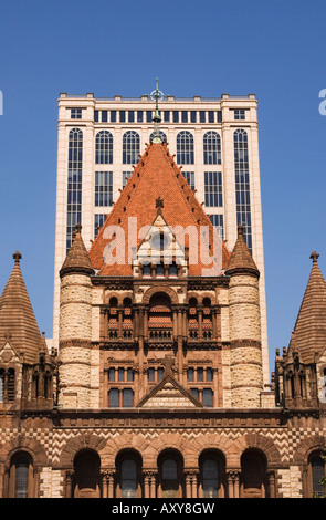 The spires of Trinity Church, Copley Square, Boston, Massachusetts, USA Stock Photo
