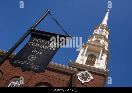 Park Street Church and Boston Common public park in downtown Boston ...