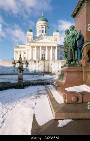 Lutheran Christian cathedral in winter snow, Helsinki, Finland, Scandinavia, Europe Stock Photo