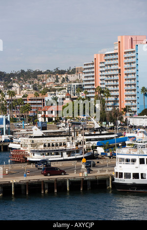 NORTH HARBOR DRIVE BOAT DOCK EMBARCADERO SKYLINE DOWNTOWN SAN DIEGO ...